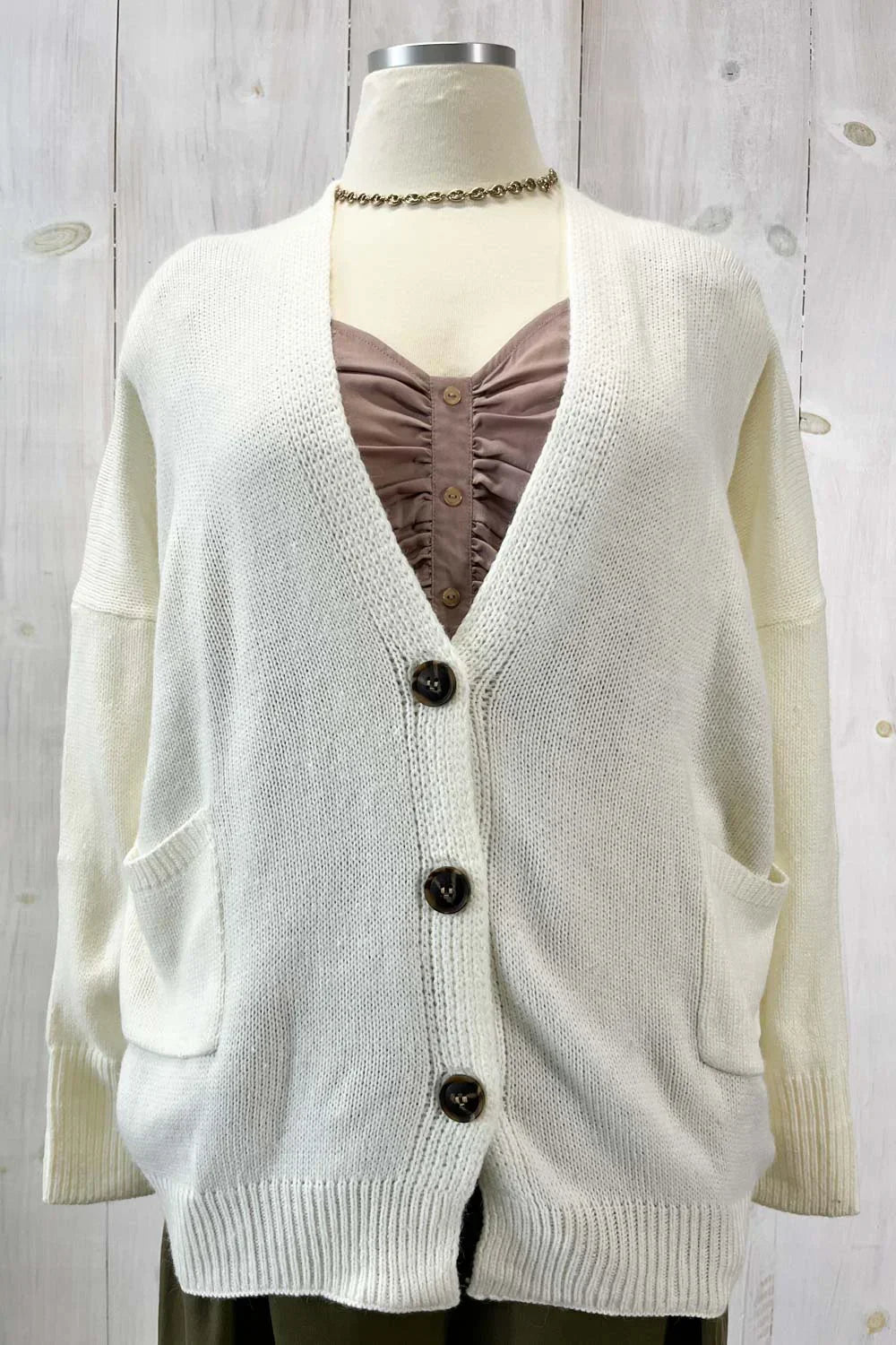 Oversized Button Front Knit Cardigan with Pocket Cozy Layering Cardigan