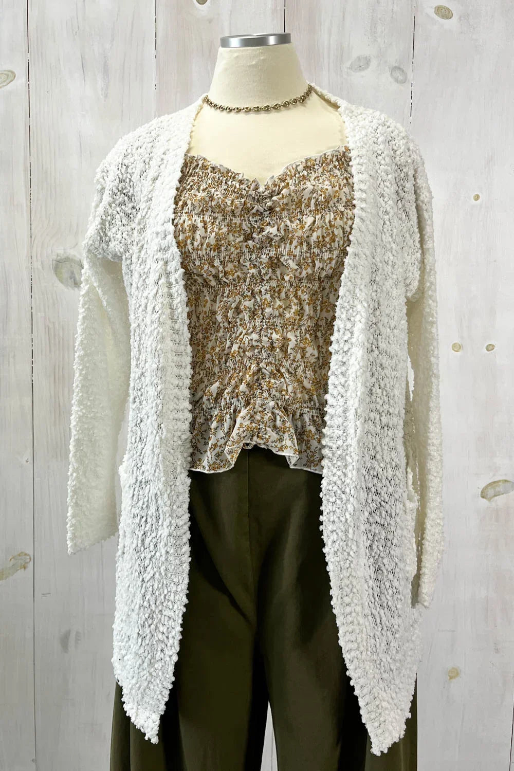 Plus Size Long Sleeve Popcorn Pattern Lightweight Open Cardigan