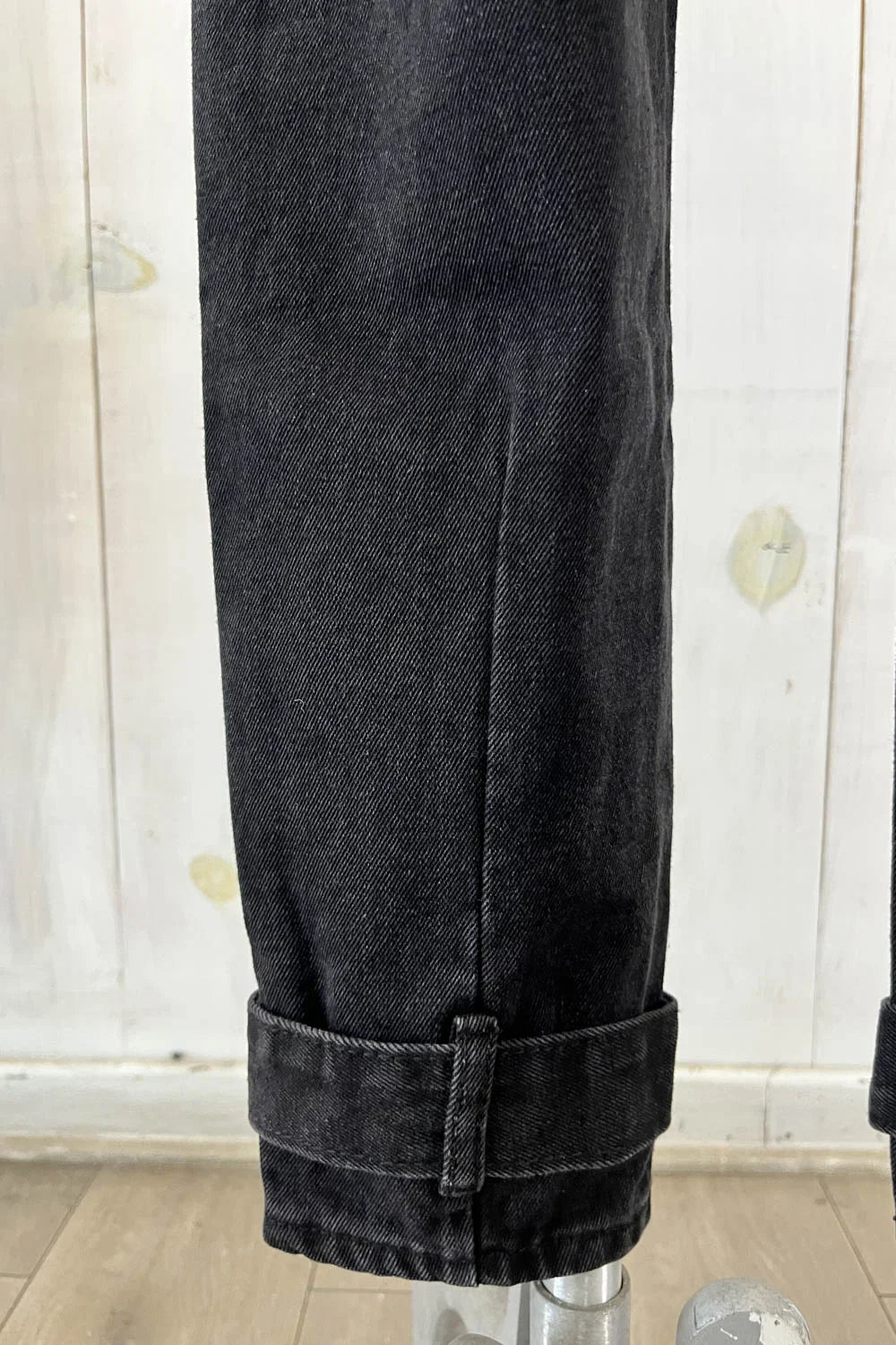 High Waist Jeans with Buckle Hem Detail Trendy Boutique Denim Pants