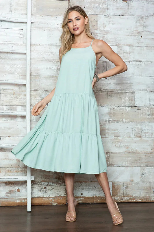 Sleeveless Tiered Oversize Maxi Dress - Tasha Apparel Wholesale