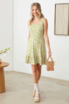 Sleeveless Square Neck Ditsy Print Ruffle Hem Mini Dress - Tasha Apparel Wholesale