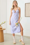 Boho V-Neckline Front Tie Side Slit Midi Dress - Tasha Apparel Wholesale
