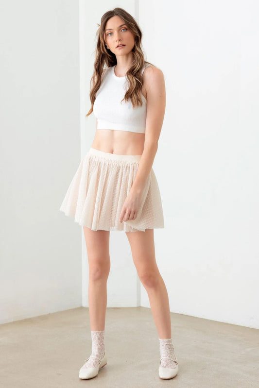 Sheer Pin Dot Elastic Waist Skirt - Tasha Apparel Wholesale