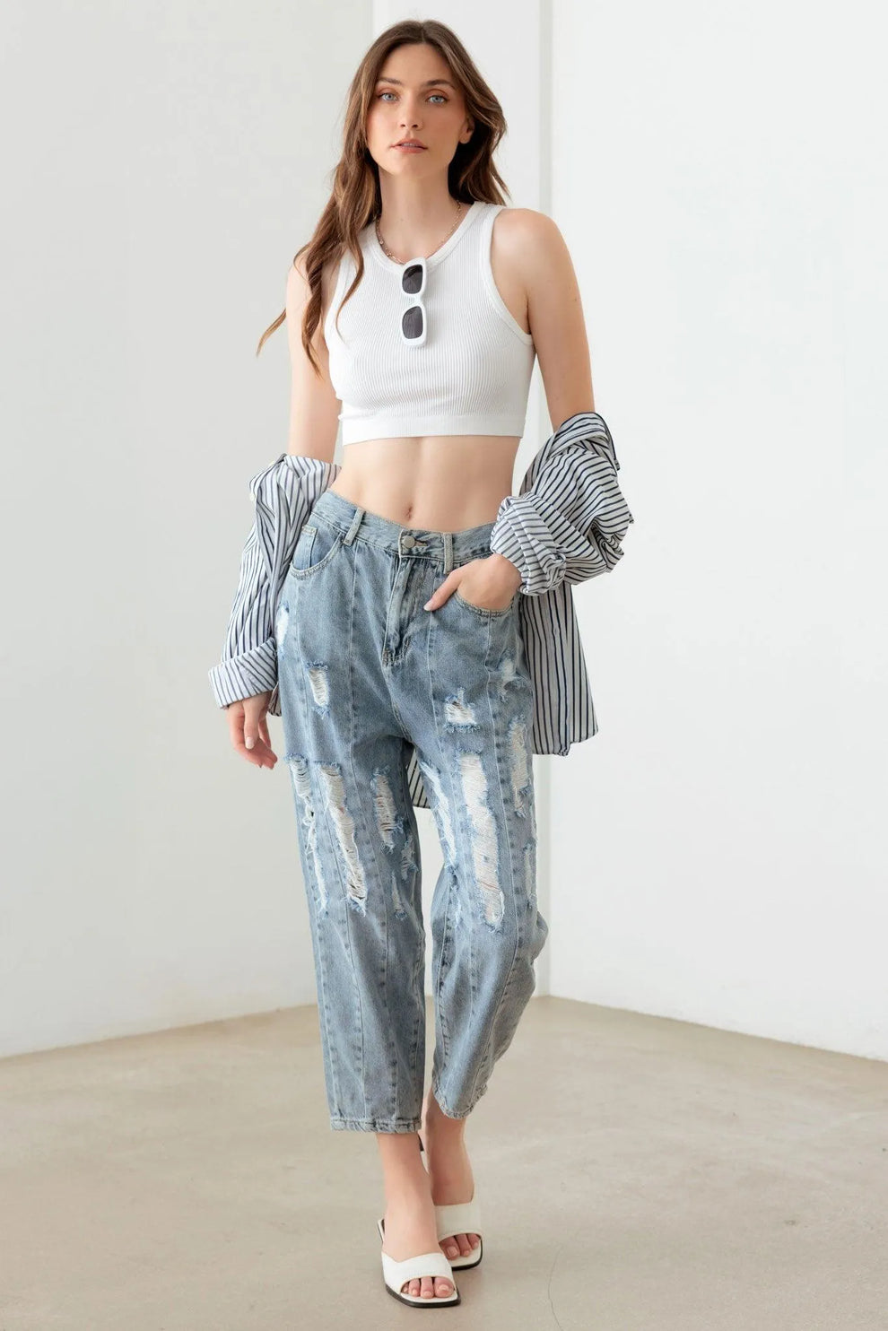 Barrel Leg Denim Light Wash main image 1