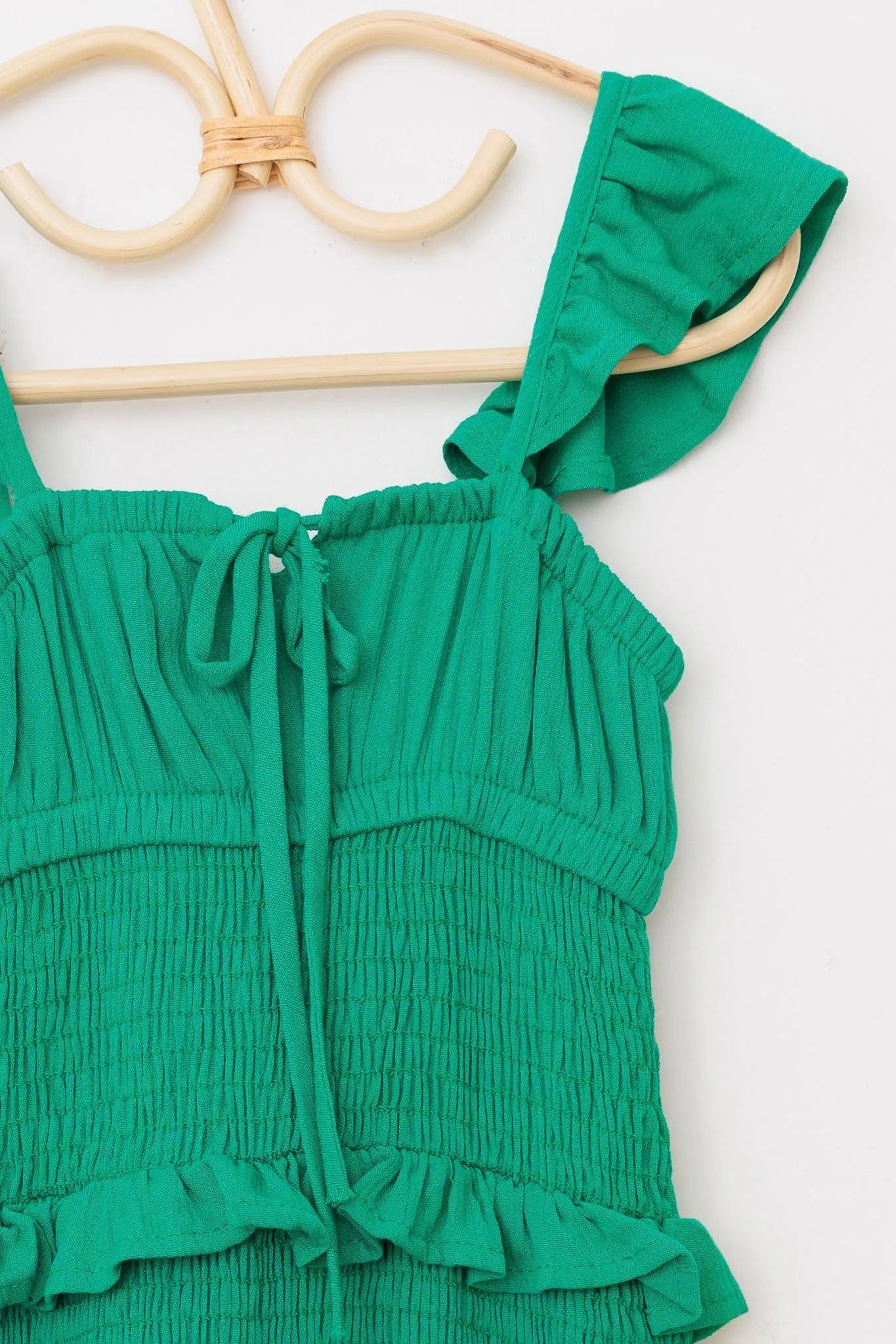 Girls Ruffle Sleeve Front Tie Ruched Ruffle Silhouette Dress - Tasha Apparel Wholesale