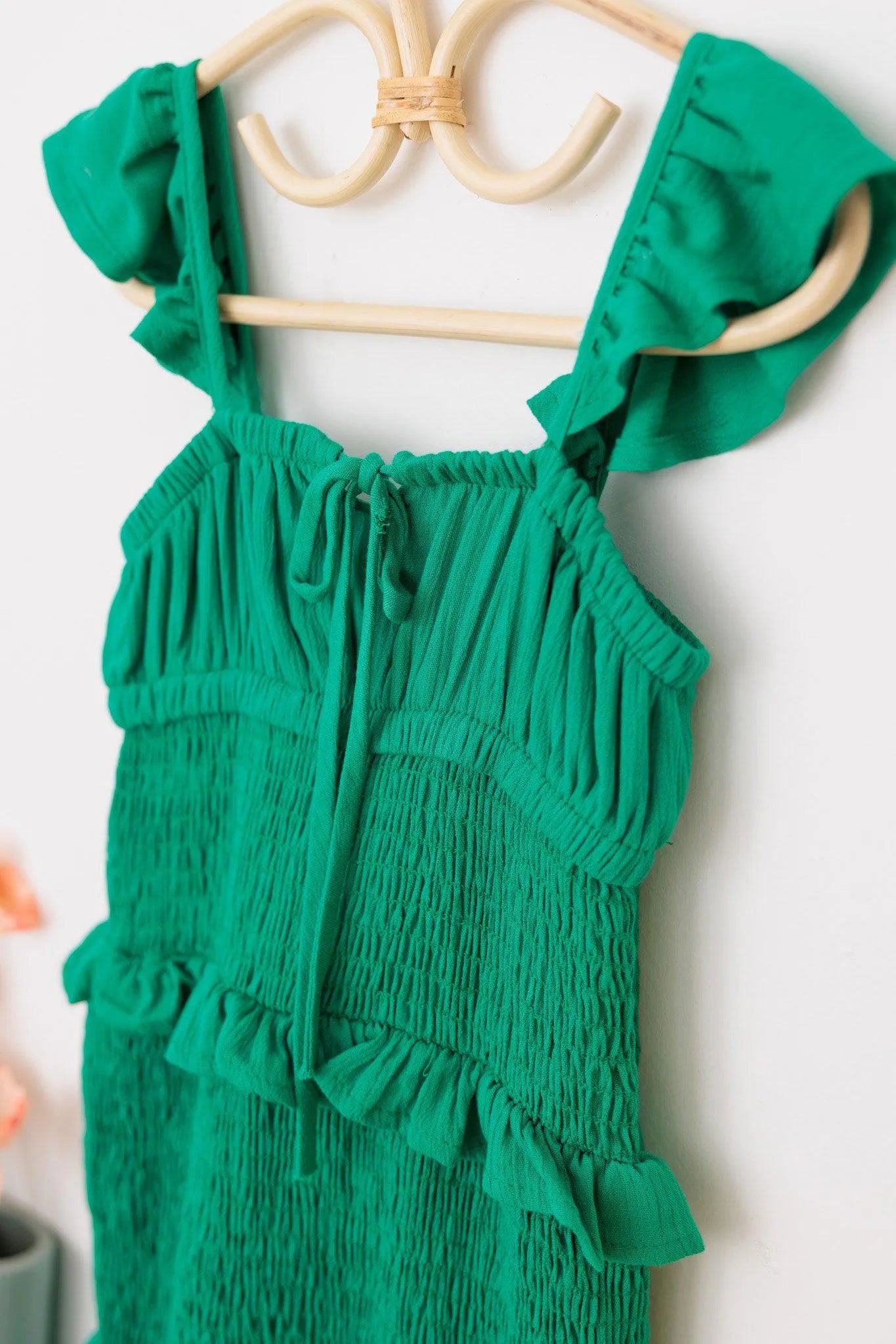 Girls Ruffle Sleeve Front Tie Ruched Ruffle Silhouette Dress - Tasha Apparel Wholesale