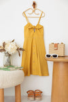 Girls Front Bow Smocked Back Fit-And-Flare Western Dress - Tasha Apparel Wholesale
