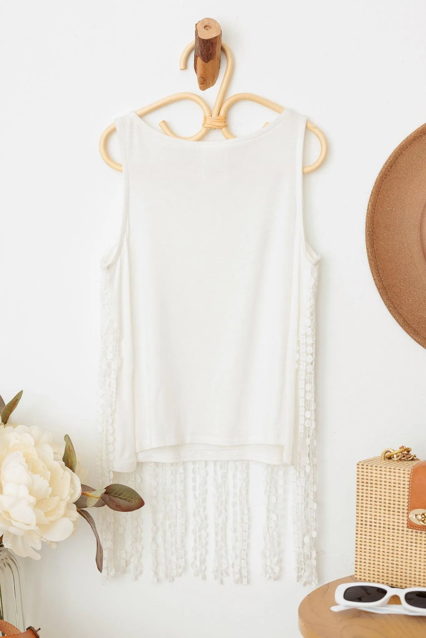 Girls Western Fringe Sleeveless Lace Top - Tasha Apparel Wholesale