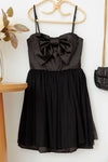 Girls Poplin Bow Waist Tulle Spaghetti Strap Dress - Tasha Apparel Wholesale