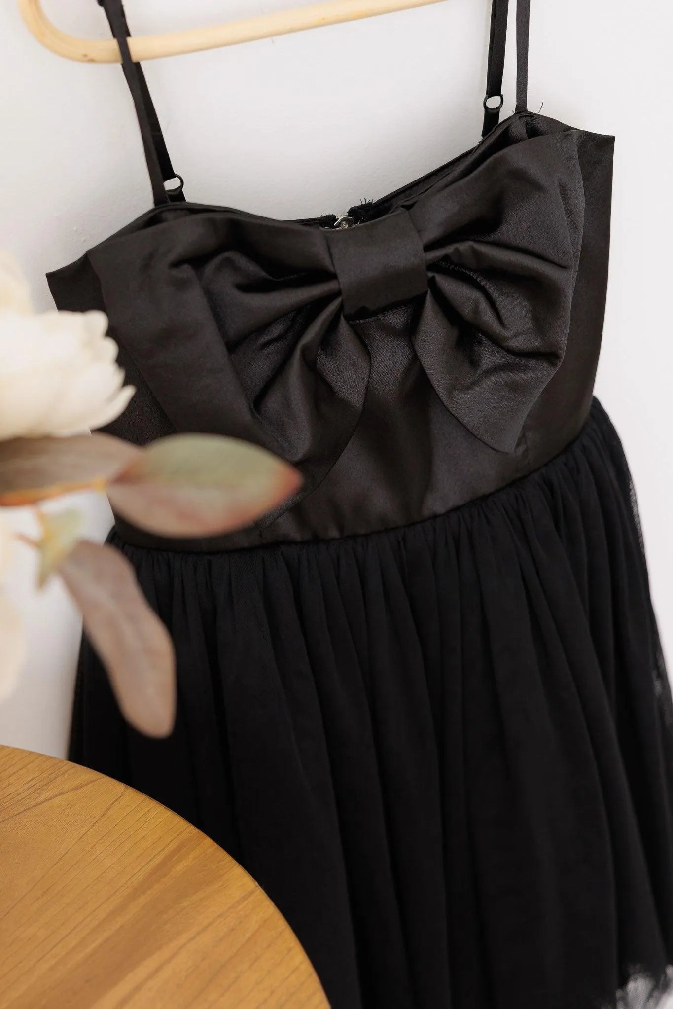 Girls Poplin Bow Waist Tulle Spaghetti Strap Dress - Tasha Apparel Wholesale