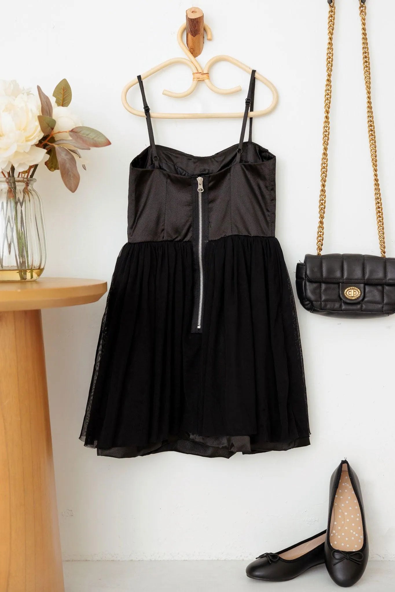 Girls Poplin Bow Waist Tulle Spaghetti Strap Dress - Tasha Apparel Wholesale