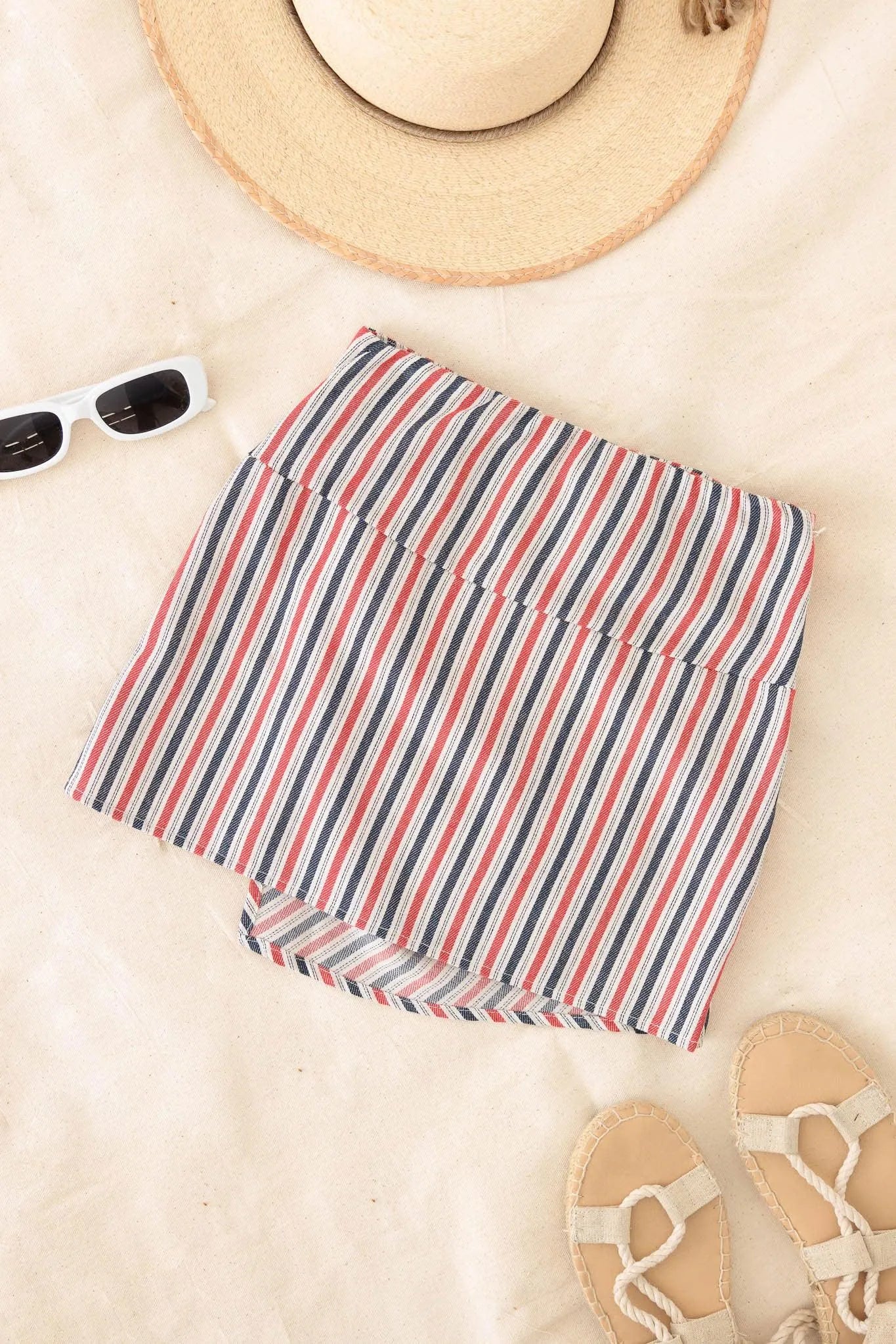 Girls Striped Vintage Wrap Side Twisted Tie Skort - Tasha Apparel Wholesale