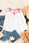 Girls Embroidered Criss-Cross Back Tie Sleeveless Top