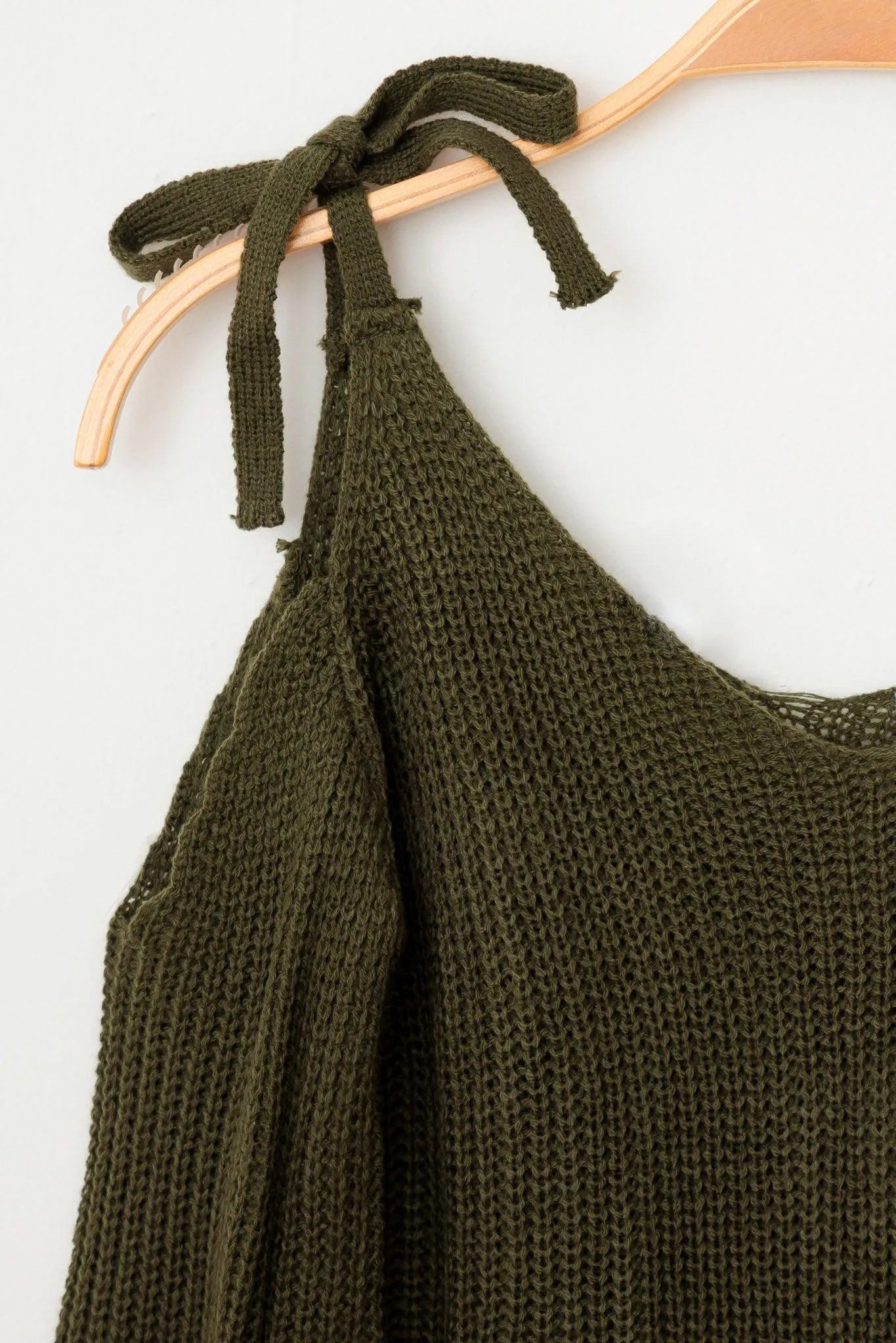 Girls Casual Solid Cold Shoulder Tie Sweater - Tasha Apparel Wholesale