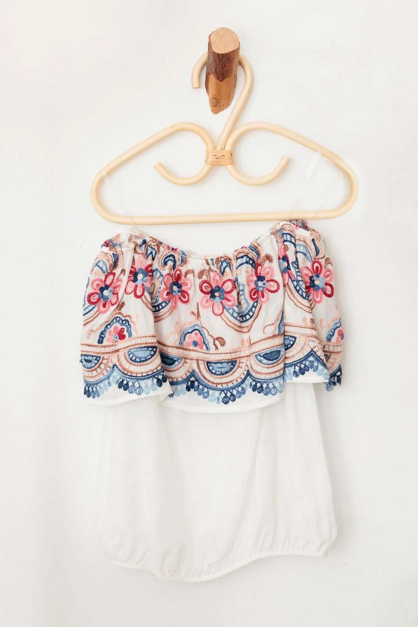 Girls Boho Floral Embroidered Off Shoulder Top - Tasha Apparel Wholesale