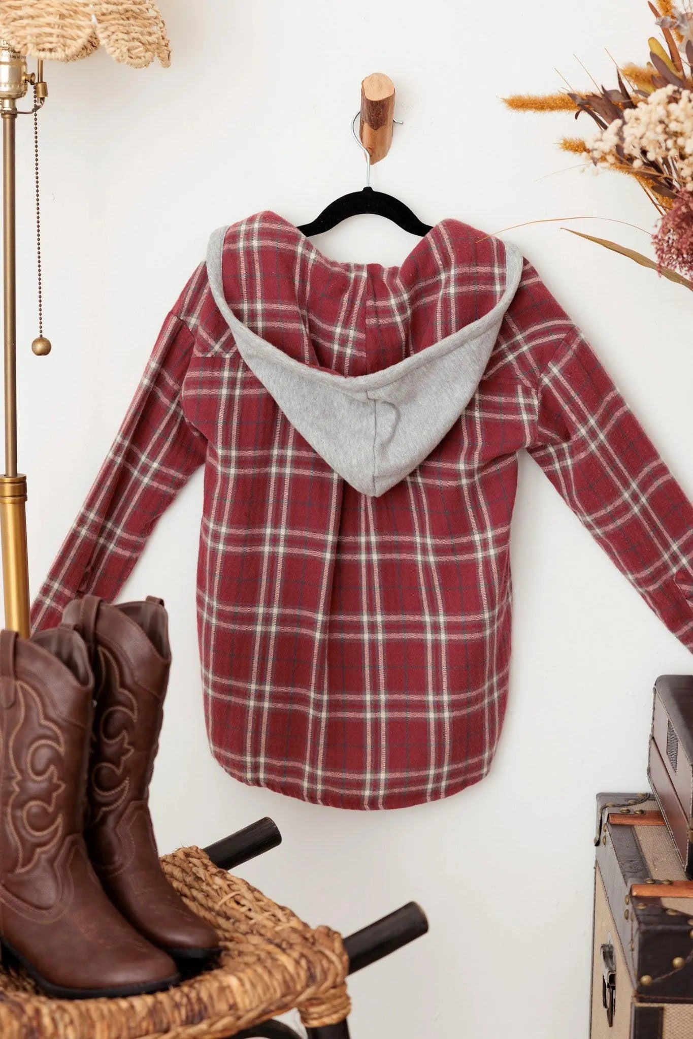 Girls Oversize Hooded Checkered Pearl Detail Shirt Top - Tasha Apparel Wholesale