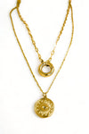 Gold Double Chin Evil Eye Coin Disc Pendant Necklace - Tasha Apparel Wholesale