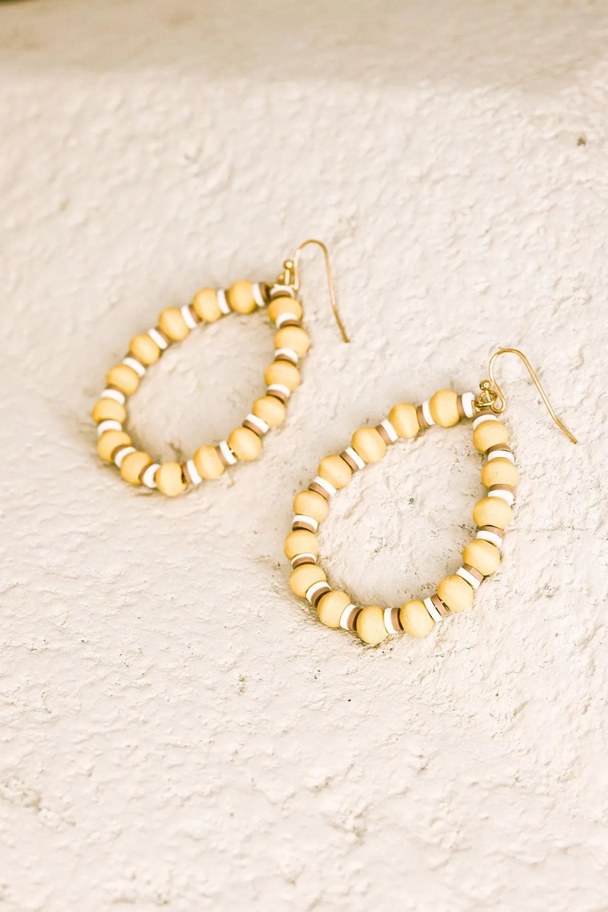 Boho Hoops Wood and Rubber Bead Round Earrings - Tasha Apparel Wholesale