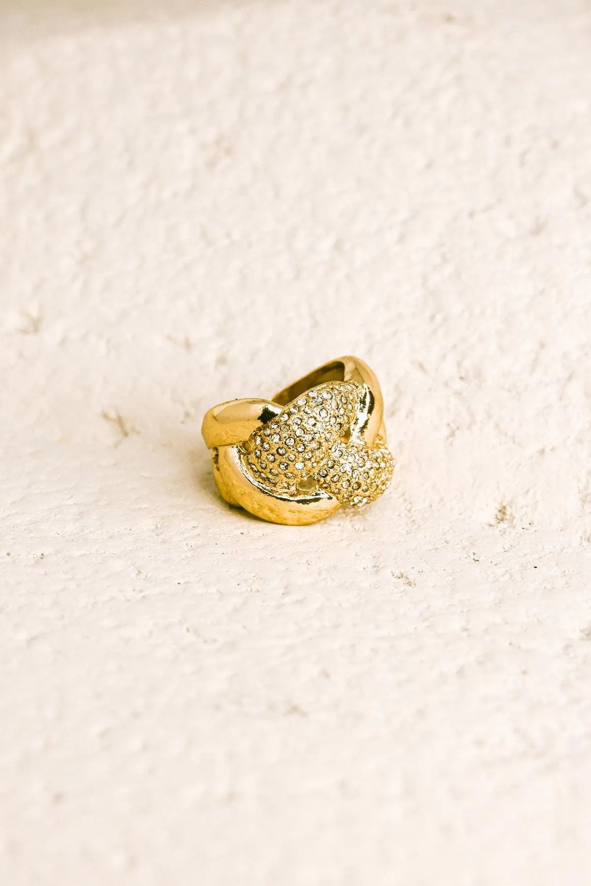 Metallic Rhinestone Braid Cocktail Ring - Size 6 - Tasha Apparel Wholesale