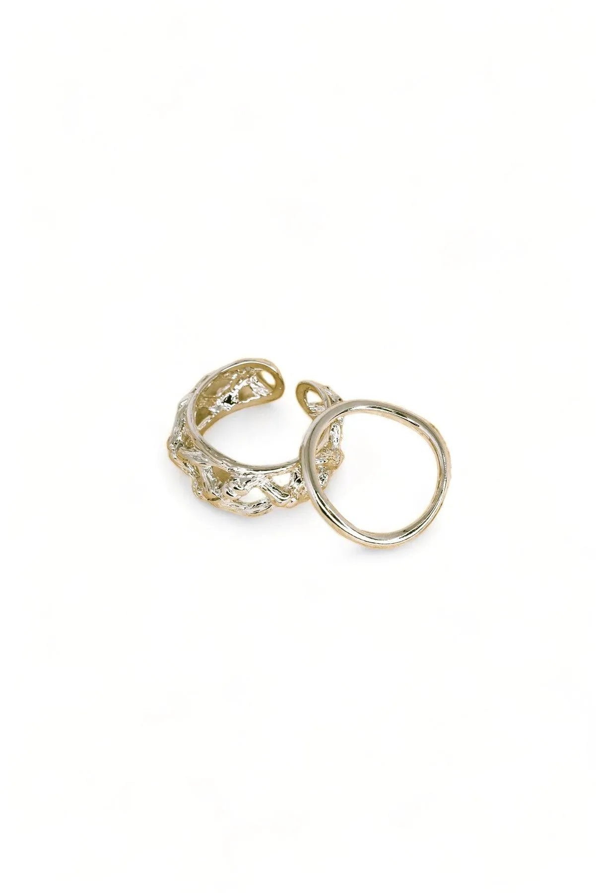 Silver Nest Texture Two Piece Ring Set - Tasha Apparel Wholesale