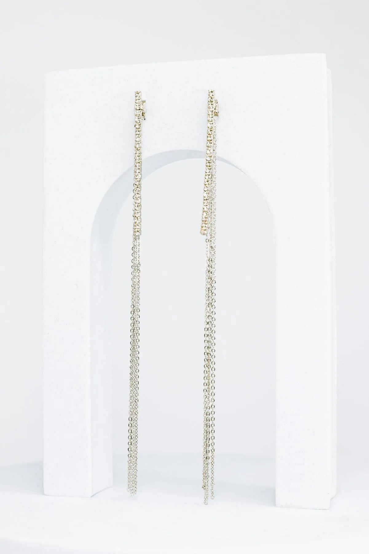 Dainty Chain Fringe Liner Drop Earrings - Tasha Apparel Wholesale