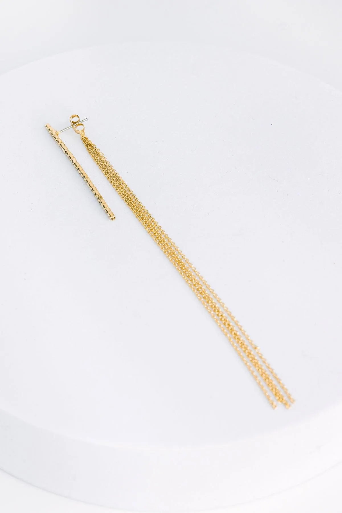 Dainty Chain Fringe Liner Drop Earrings - Tasha Apparel Wholesale
