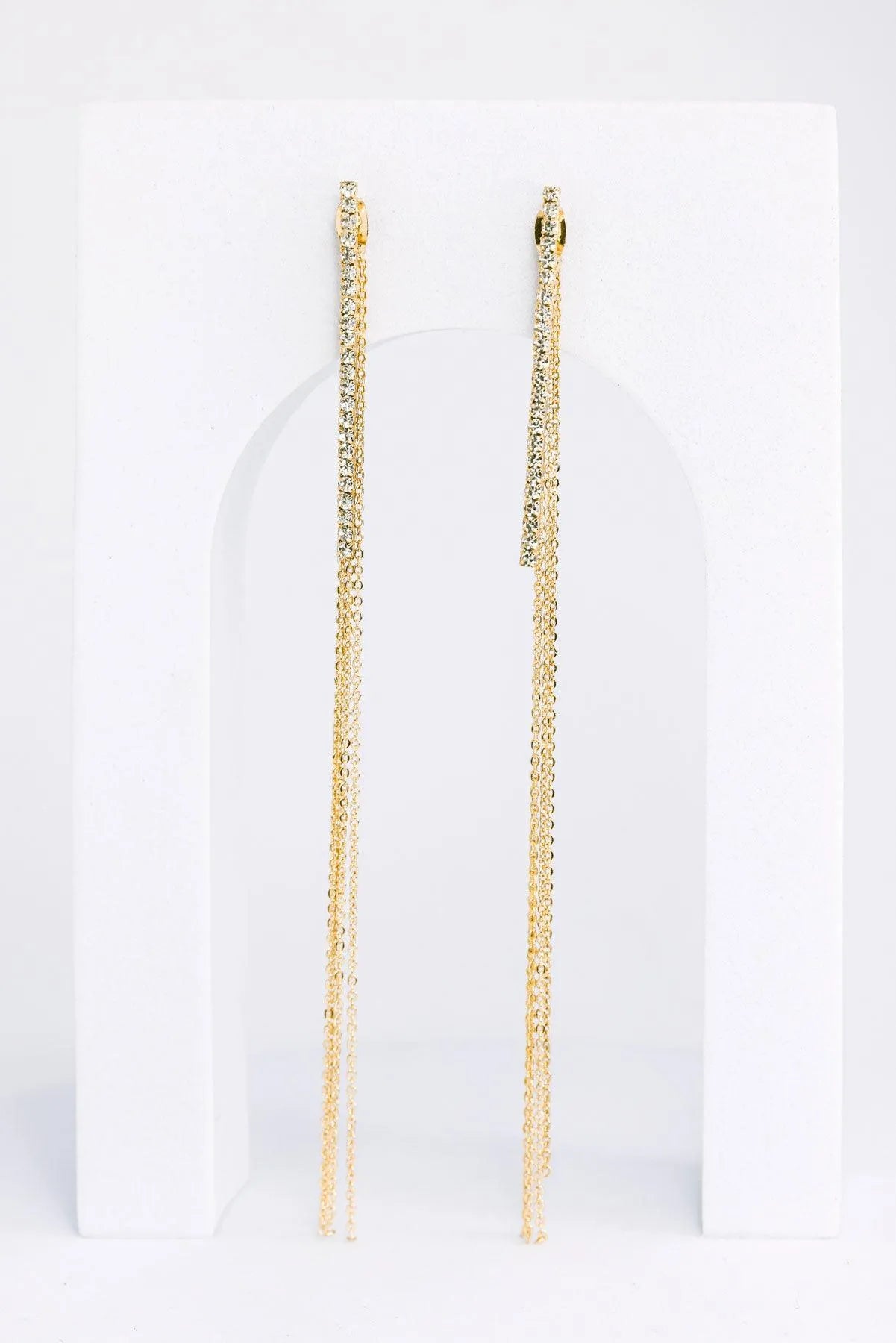 Dainty Chain Fringe Liner Drop Earrings - Tasha Apparel Wholesale