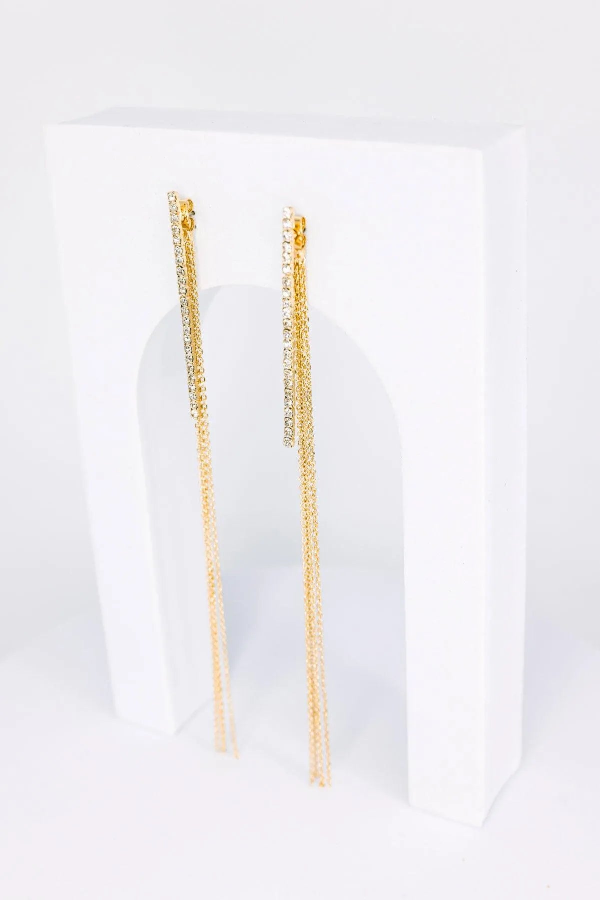 Dainty Chain Fringe Liner Drop Earrings - Tasha Apparel Wholesale