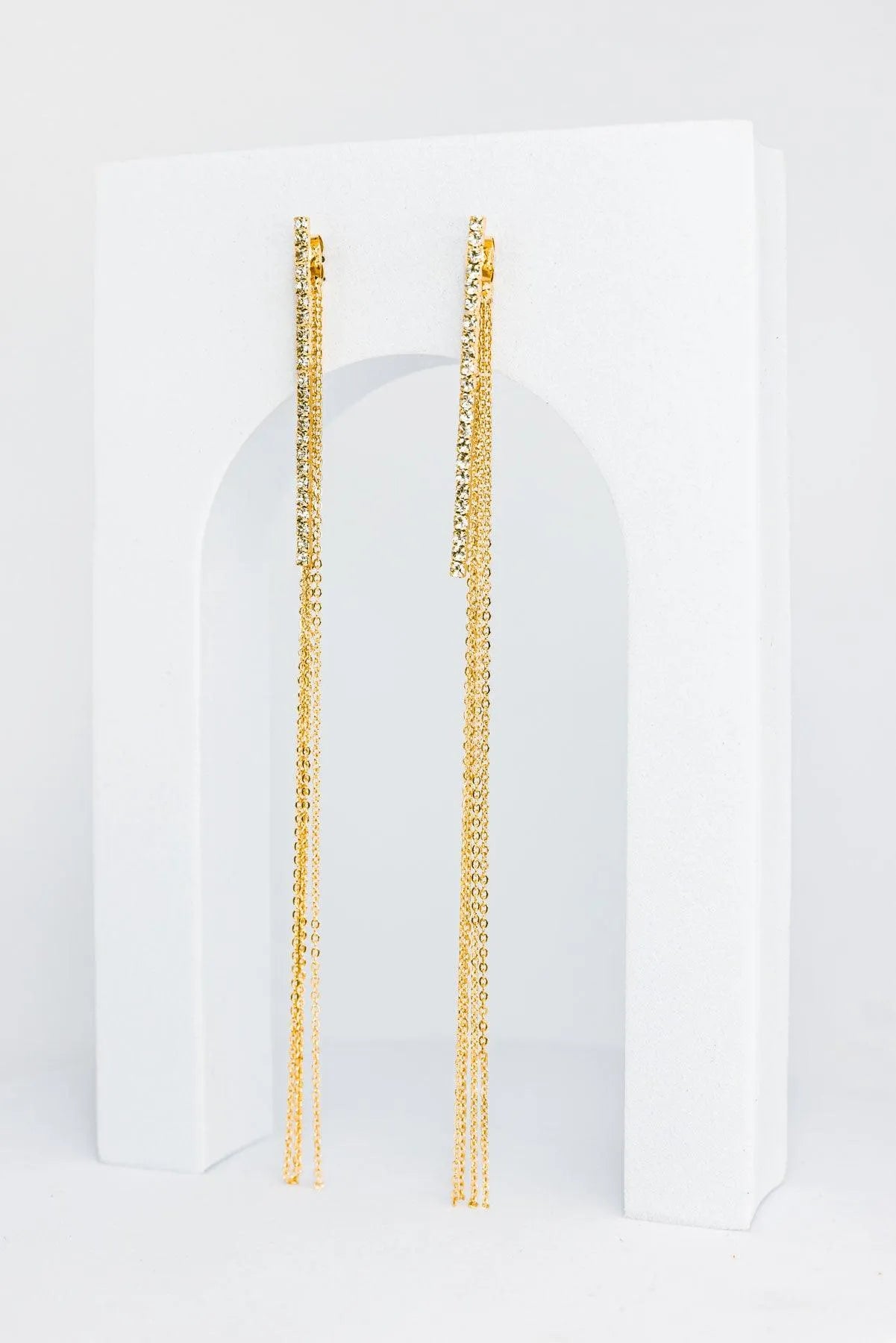 Dainty Chain Fringe Liner Drop Earrings - Tasha Apparel Wholesale