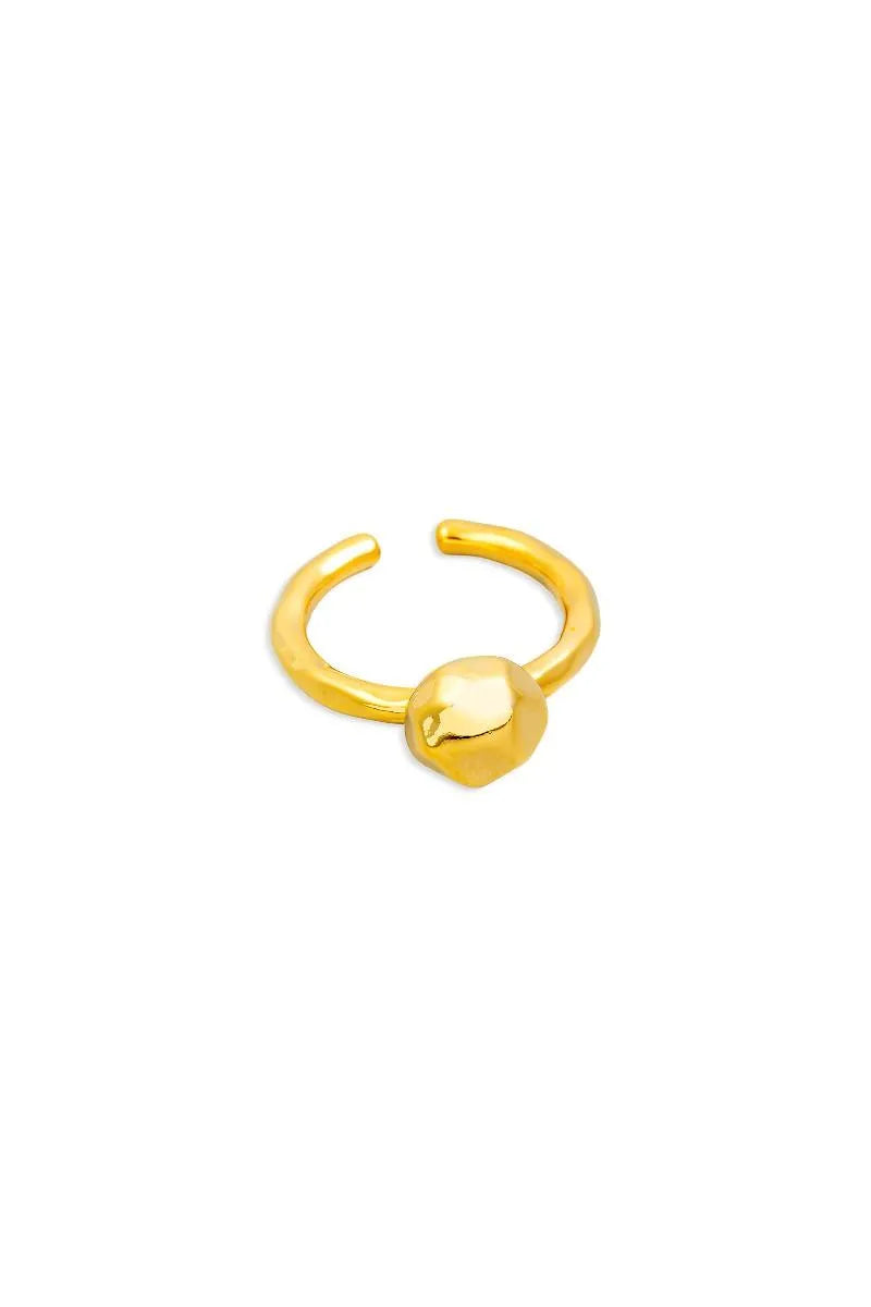 Ball Chunk Adjustable Gold Ring - Tasha Apparel Wholesale