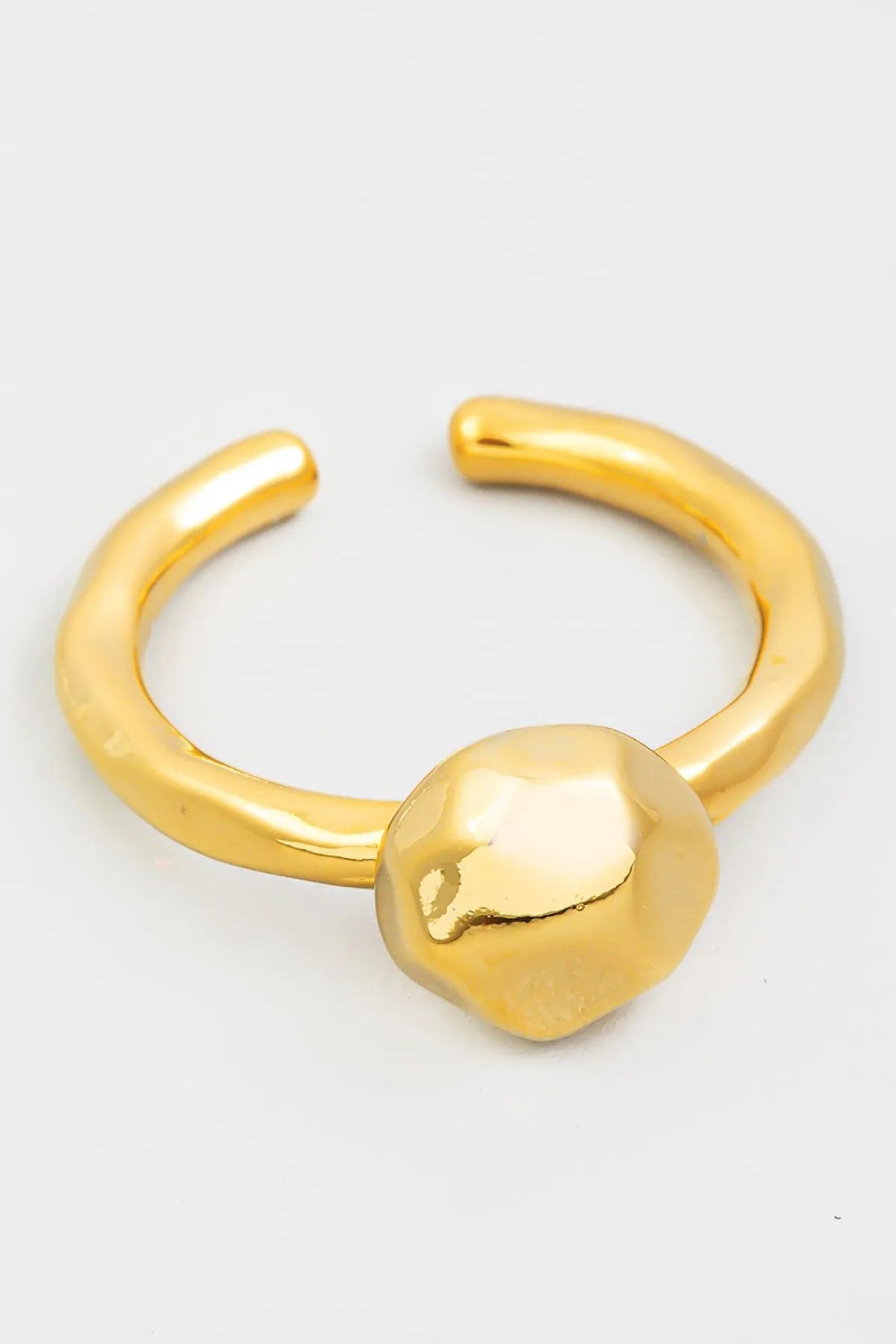 Ball Chunk Adjustable Gold Ring - Tasha Apparel Wholesale