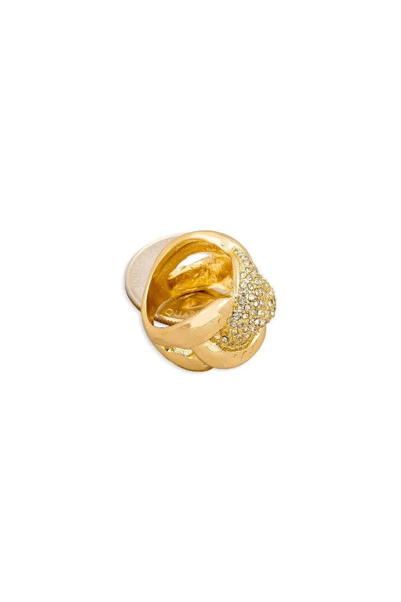 Metallic Rhinestone Braid Cocktail Ring - Size 6 - Tasha Apparel Wholesale
