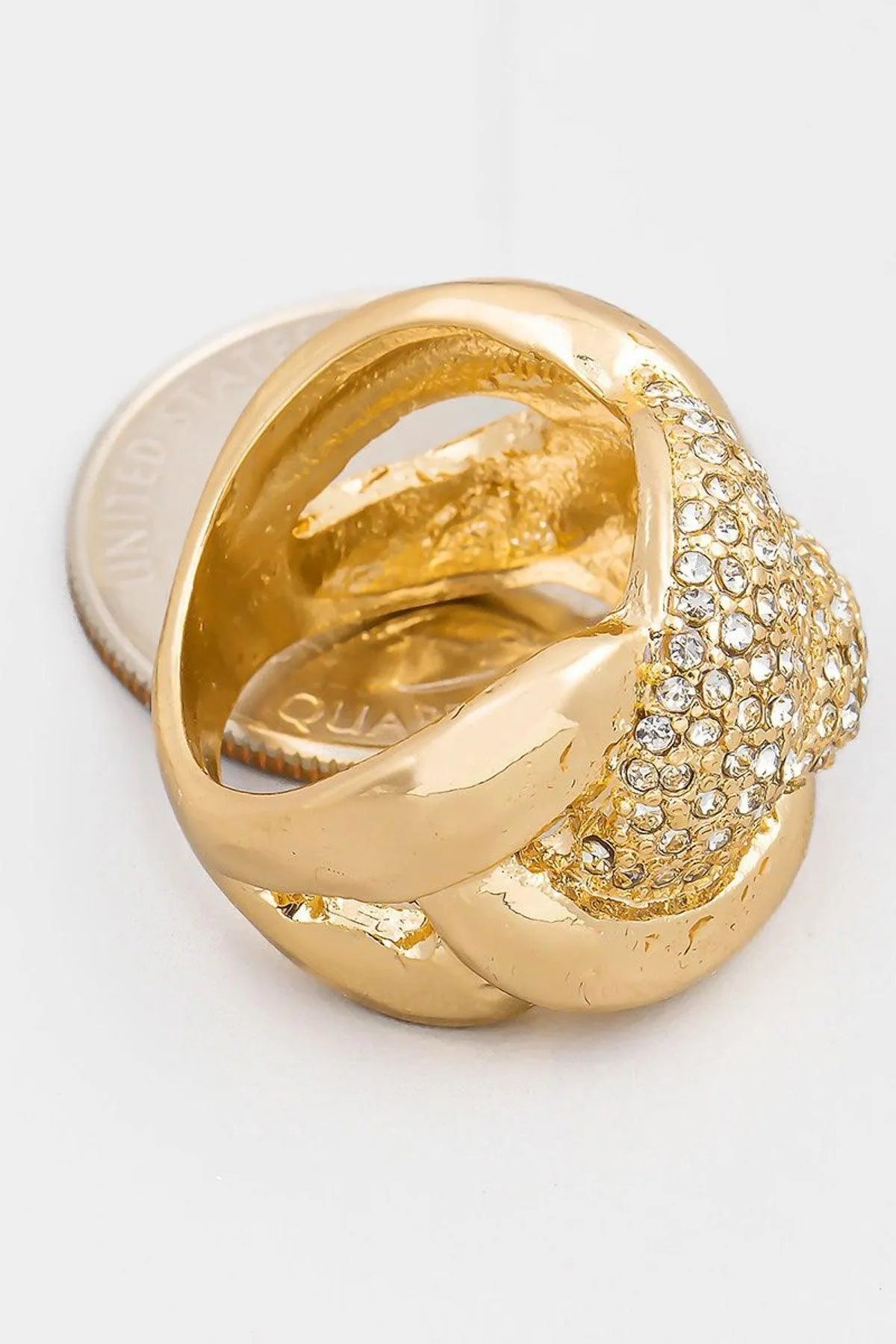 Metallic Rhinestone Braid Cocktail Ring - Size 6 - Tasha Apparel Wholesale