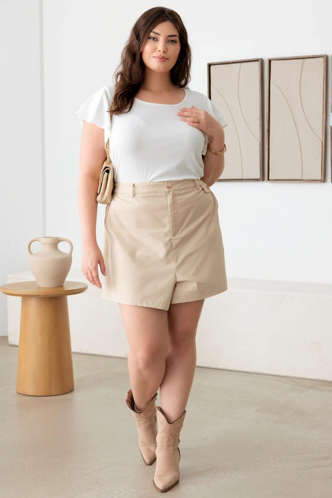 Plus Size High Waist Two Side Pocket Casual Shorts - Tasha Apparel Wholesale