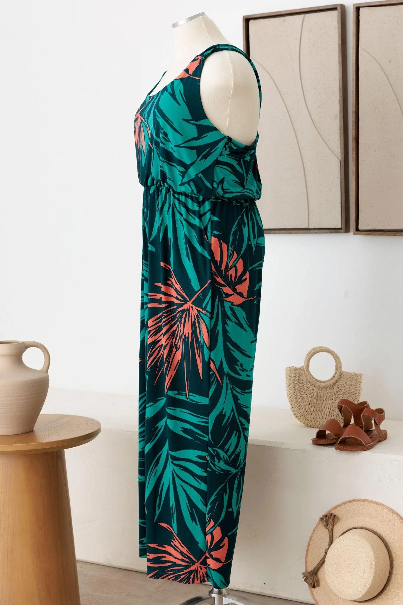 Plus Size Sleeveless All over Print Criss Cross Jumpsuit - Tasha Apparel Wholesale