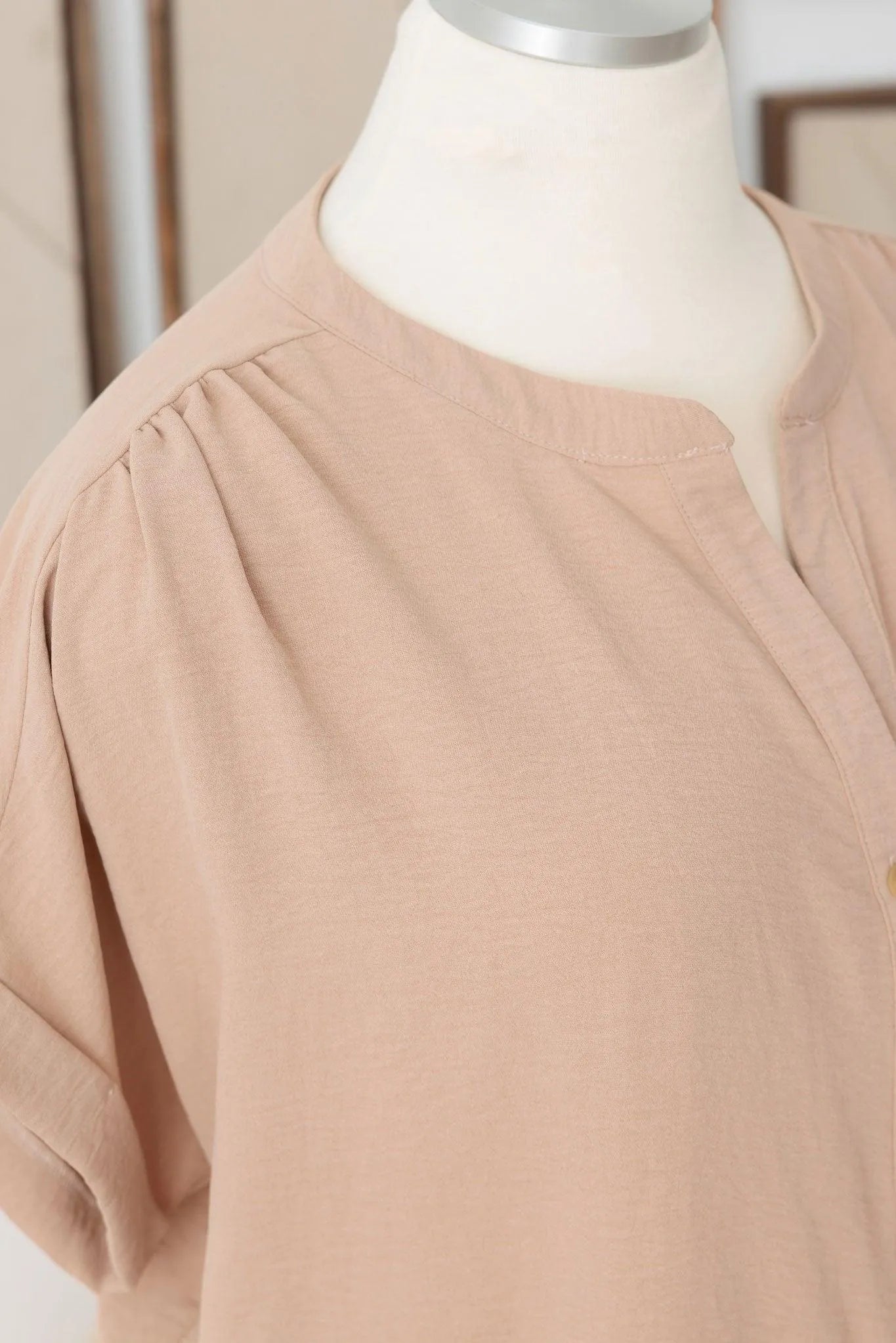 Plus Size Short Roll Up Sleeve Button Down Top - Tasha Apparel Wholesale