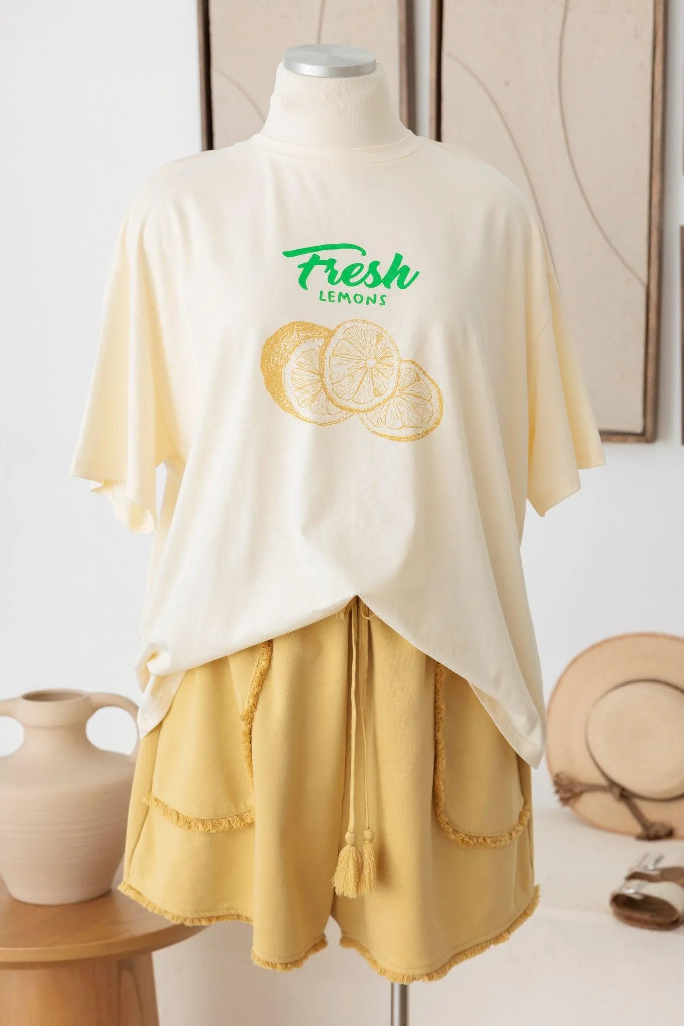 Plus Size Round Neck Fresh Lemon T-Shirt - Tasha Apparel Wholesale