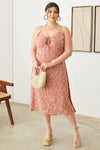 Plus Size Boho Floral buttoned Midi Dress - Tasha Apparel Wholesale