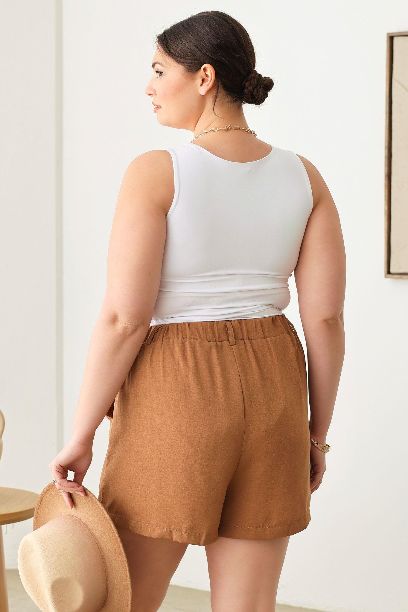 Plus Size Solid Short Pants - Tasha Apparel Wholesale