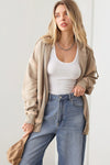 Wash Detail Front Two Pocket Oversized Hoodie Zip Up Jacket - Tasha Apparel Wholesale