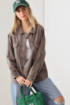 Oversize Dye Washed Front Pocket Shirt Top Jacket - Tasha Apparel Wholesale