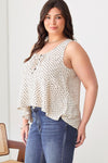 Plus Size All Over Print Front Crop Tiered Ruffle Hemline Front Button Tops - Tasha Apparel Wholesale