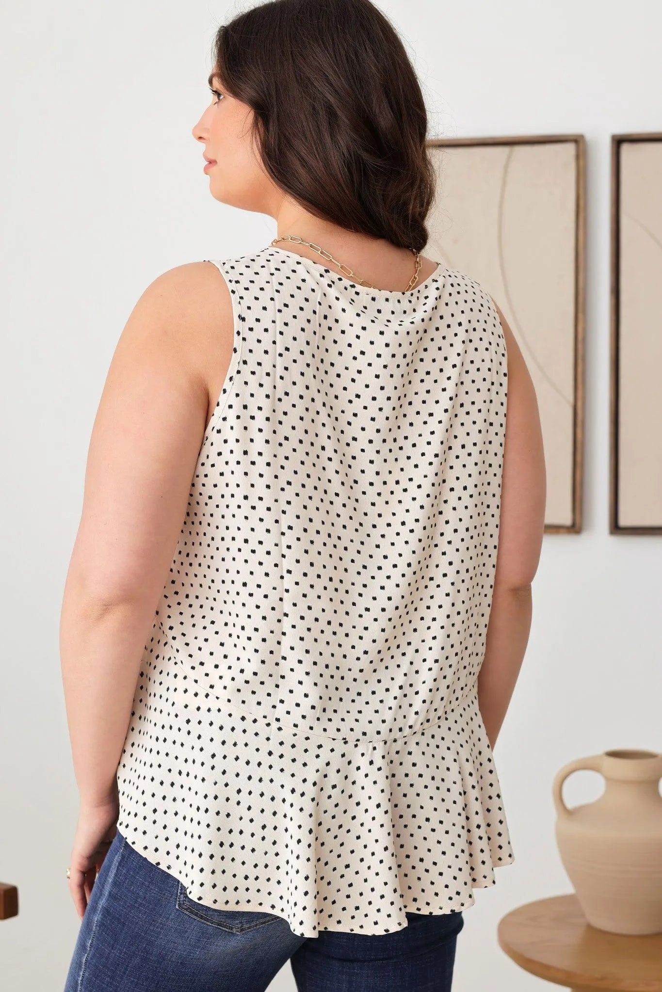 Plus Size All Over Print Crop Ruffle Button Top - Tasha Apparel Wholesale