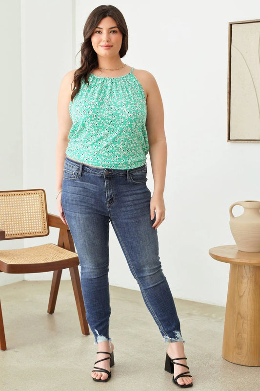 Plus Size Stretchy Destroyed Hem Denim Jeans - Tasha Apparel Wholesale