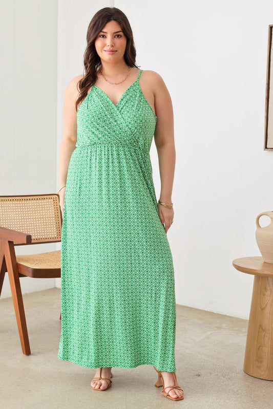 Plus Size Floral Print Warp Bust Leg Slit Maxi Dresses - Tasha Apparel Wholesale