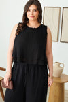 Plus Size Boho Sleeveless Frayed Hem Top - Tasha Apparel Wholesale