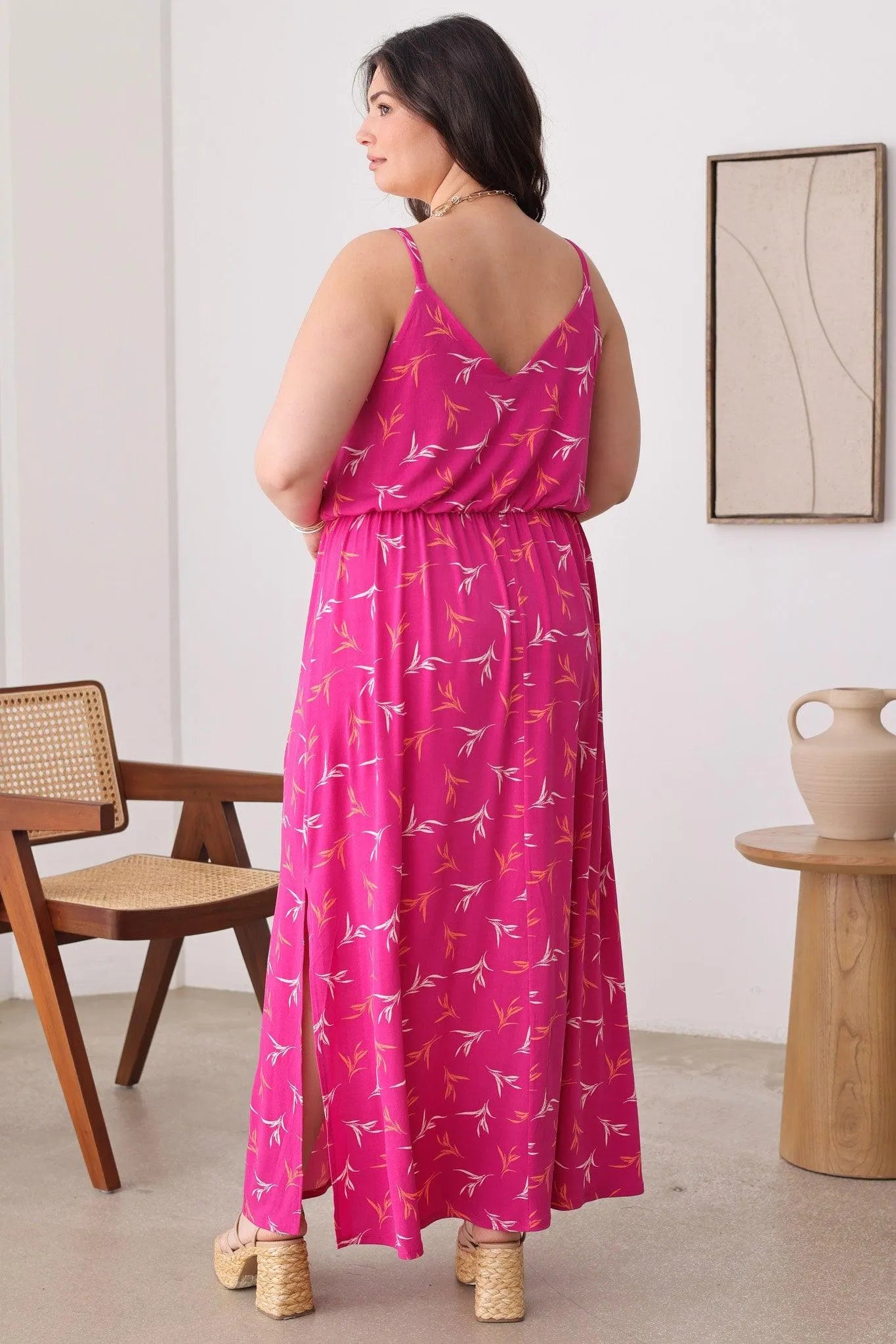 Plus Size Floral Sleeveless Side Slit Maxi Dresses - Tasha Apparel Wholesale