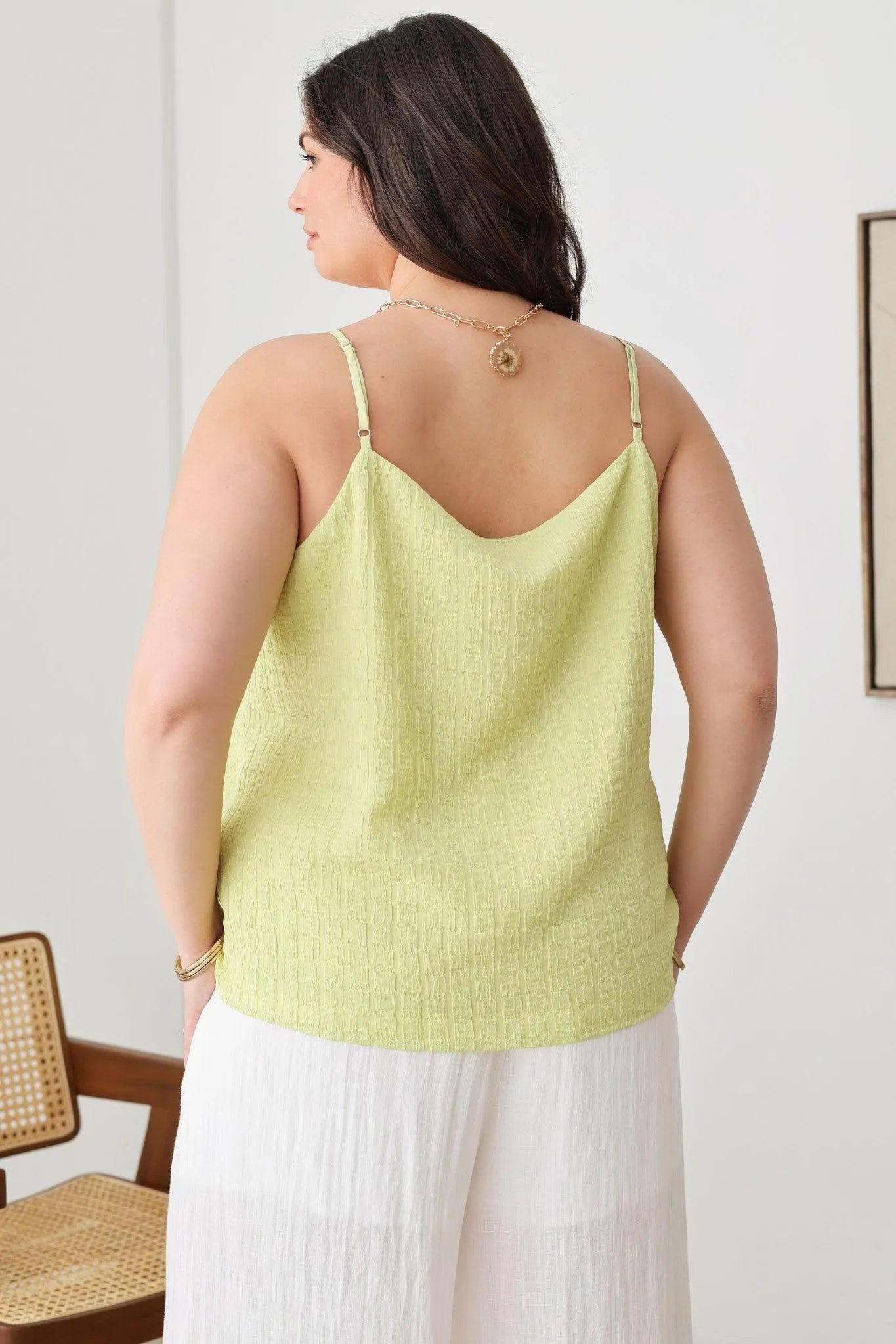 Plus Size Solid Textured Adjustable Shoulder Strap Top - Tasha Apparel Wholesale