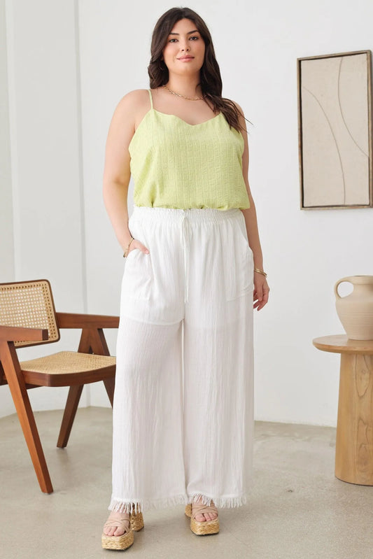 Plus Size Solid Textured Adjustable Shoulder Strap Top - Tasha Apparel Wholesale