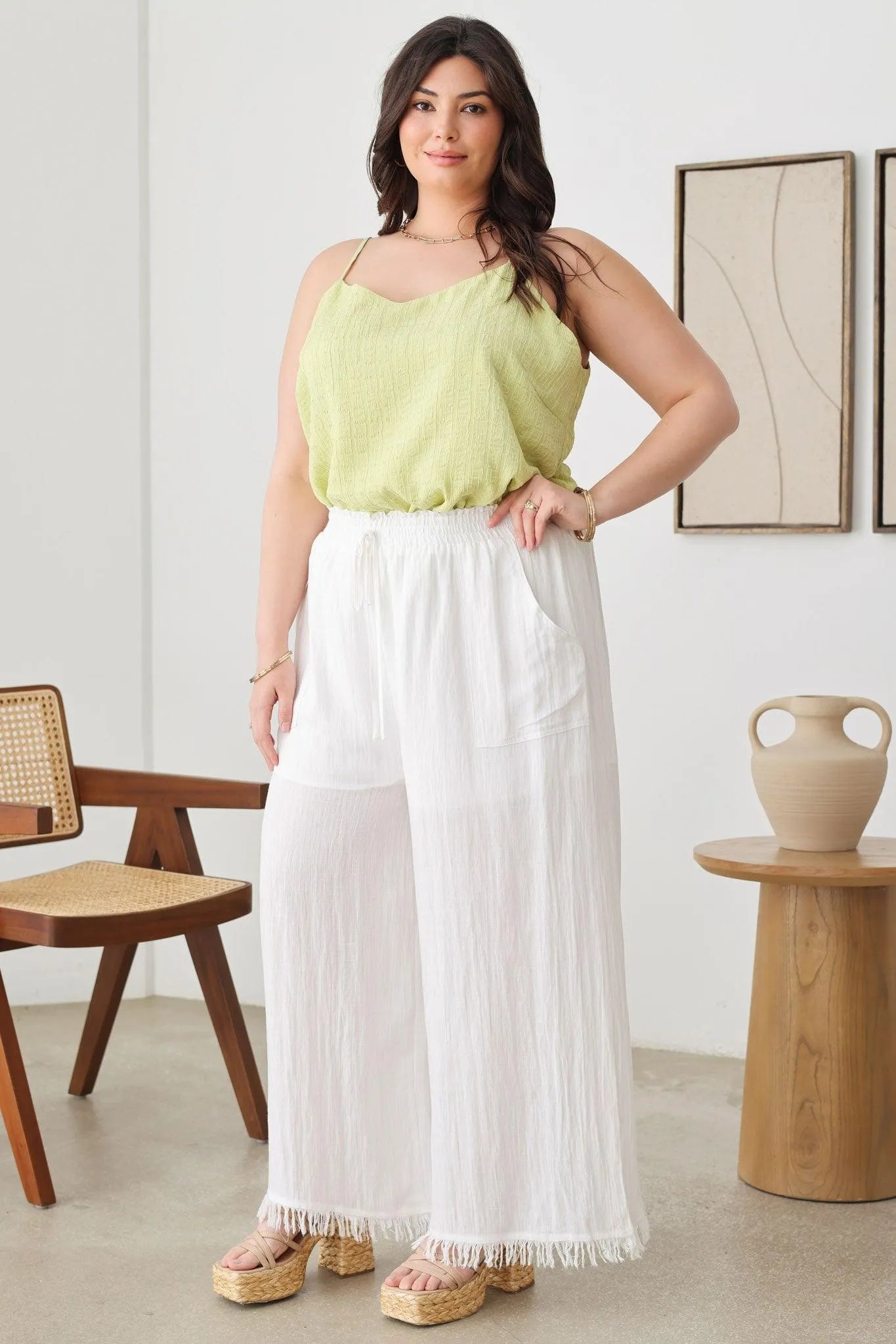 Plus Size Solid Textured Adjustable Shoulder Strap Top - Tasha Apparel Wholesale